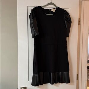 Michael Kors Black Dress with Faux Leather Trim